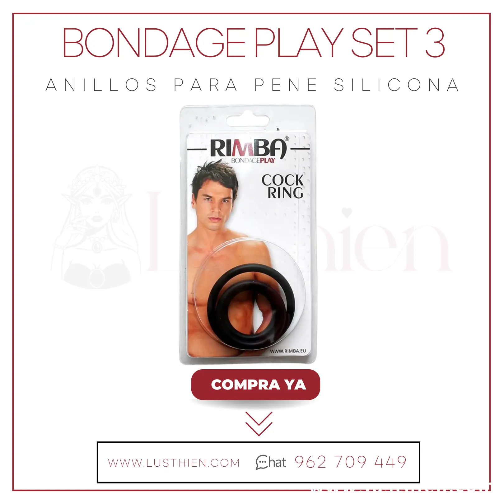 Set de Anillos para Pene de Silicona - Bondage Play de Rimba