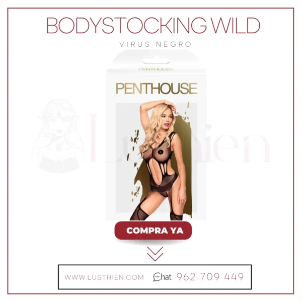 Bodystocking Wild Virus Negro - Imagen 2