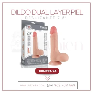 Dildo Dual Layer Piel Deslizante 7.5"
