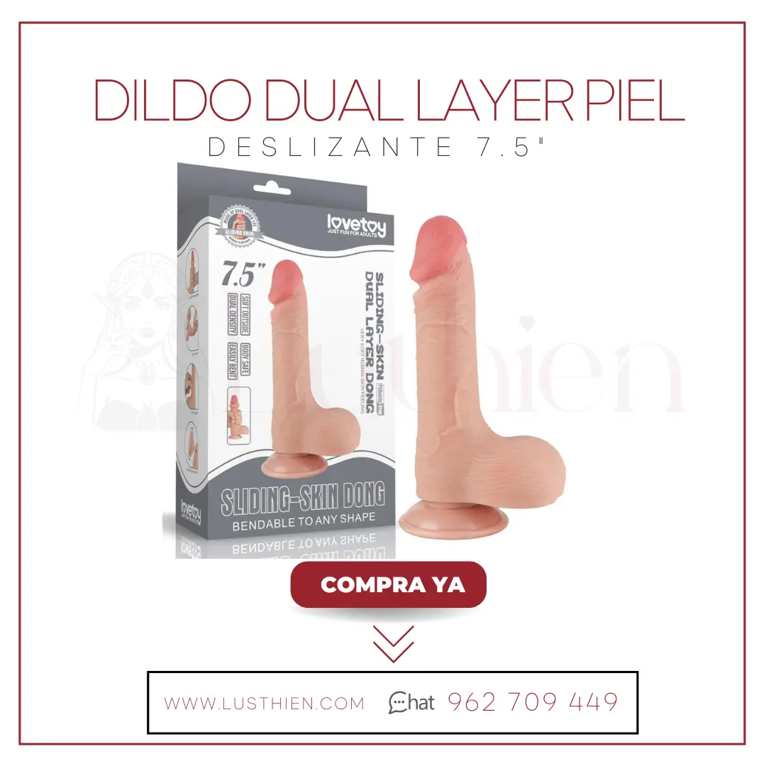 Dildo Dual Layer Piel Deslizante 7.5"