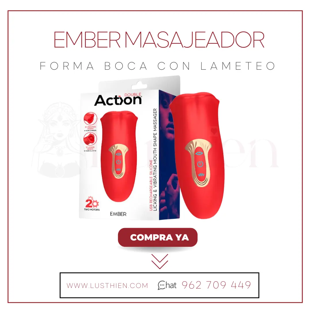 Ember Masajeador Forma Boca con Lameteo y Vibración USB Silicona