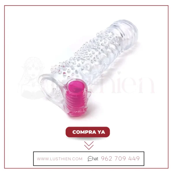 Funda para el Pene Texturizada con Bala Vibradora Transparente - Imagen 2