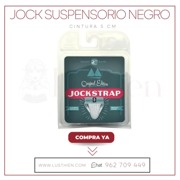 Jock Suspensorio Negro Cintura 5 cm - Imagen 2