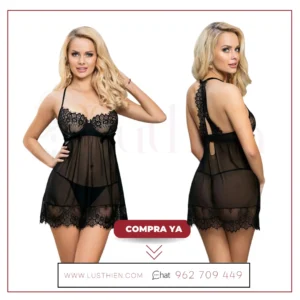 Mila Babydoll con Pecho Ajustable y Tanga - Sensualidad y Comodidad