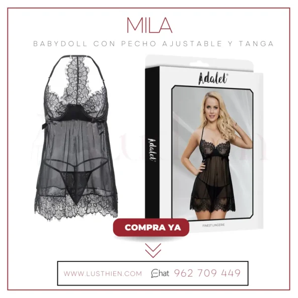 Mila Babydoll con Pecho Ajustable y Tanga - Sensualidad y Comodidad - Imagen 2