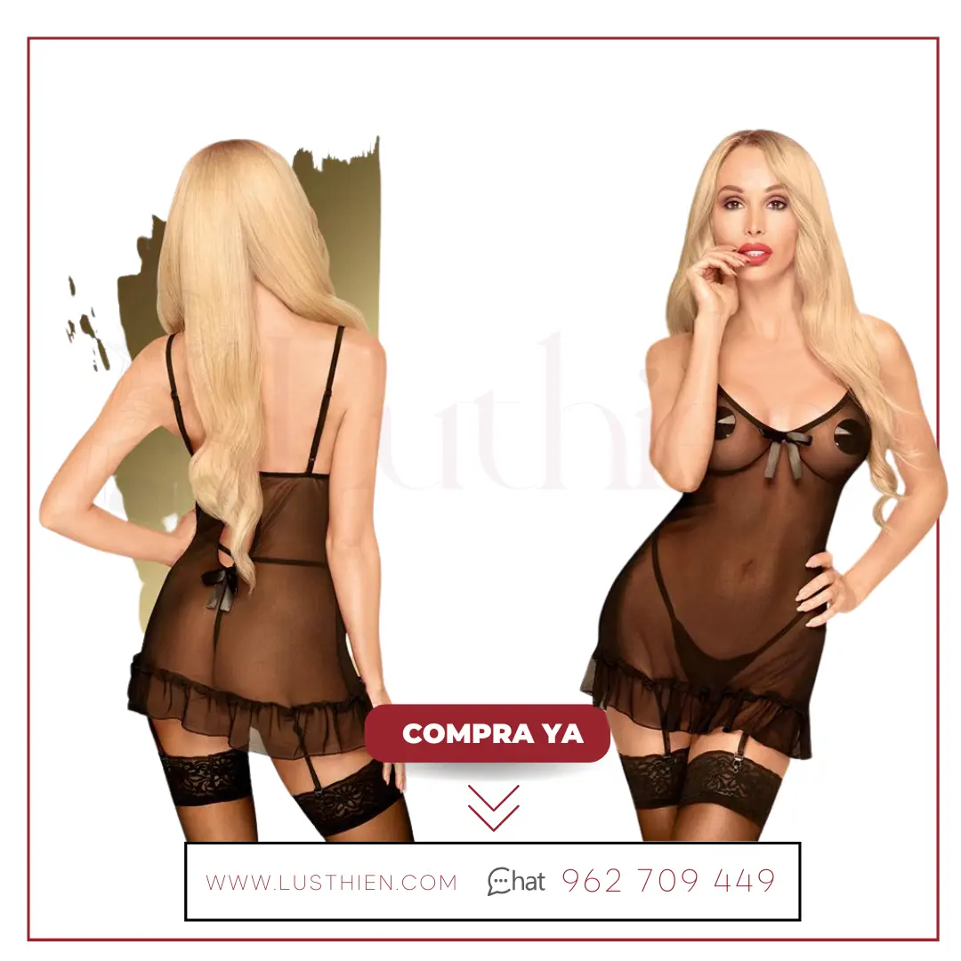 Chemise con Liguero Guilty Icon Negro - Elegancia Seductora