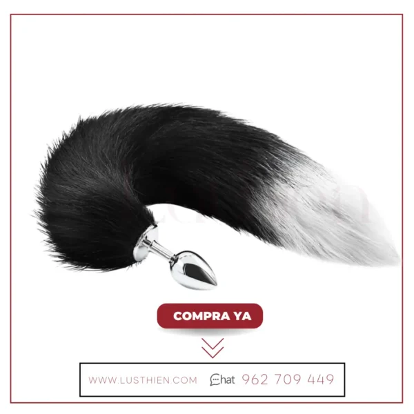 Plug Anal con Cola de Zorro Negro y Blanco - Imagen 2