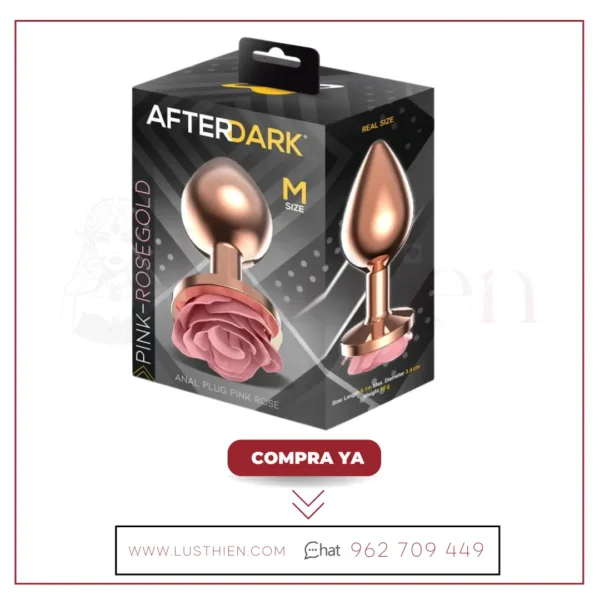 Plug Anal de Metal Oro Rosa con Rosa en la Base Talla M - Imagen 2