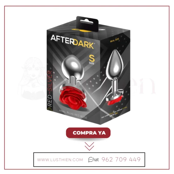 Plug Anal de Metal con Rosa Roja en la Base Talla S - Afterdark - Imagen 2