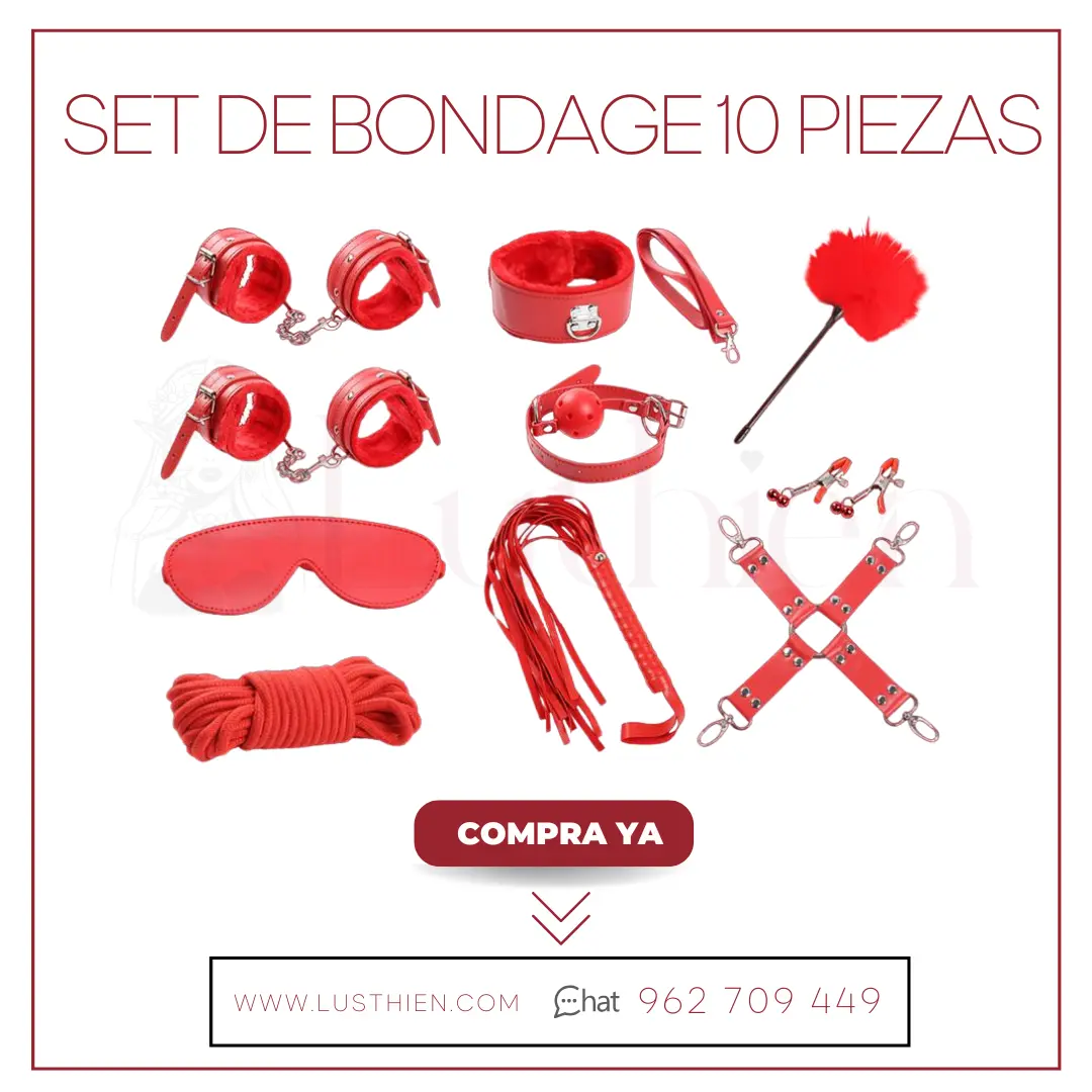Set de Bondage 10 Piezas Rojo