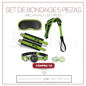 Set de Bondage con 5 Piezas que Brillan en la Oscuridad